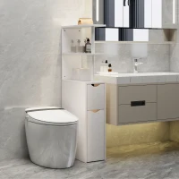HOMCOM Dulap de Baie Slim cu Sertare și Rafturi, Dulap Economisitor de Spațiu cu Sertar pe Roți, Coloană de Baie pentru Sufragerie sau Living, 20x45x115 cm, Alb(m-9)