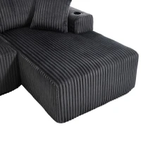 Modular L-Shaped Sectional Sofa with Deep Seat, Plush Corduroy Boneless Couch for Living Room, 257L x 160W x 80H cm, Gray(m-13)