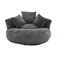 Giant Bean Bag Chair with Shredded Memory Foam, Pre-Filled Lounge Chair with High Back, 108L x 108W x 52H cm, Dark Gray(m-2)