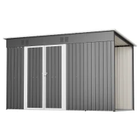 Abrigo metálico para ferramentas com porta dupla, 311x123x181 cm, Cinzento(m-1)