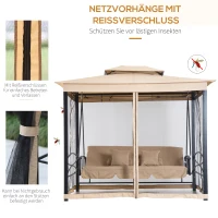 HOMCOM Hollywoodschommel met zijwanden tuinschommel schommel 3-zitter beige(m-6)