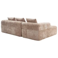 Oversized Modular L-Shaped Sofa with Deep-Seated Sleeper Design, Plush Sectional Sofa with Hidden Side Pockets, 250L x 158W x 60H cm, Khaki(m-15)