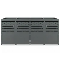 Anthracite Bin Storage Unit with Planter Roof and Rear Drainage, Sleek Dark-Grey Trash Can Shed with Ventilation Slots, 264L x 80W x 125H cm, Grey(m-2)