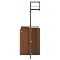 Móvel de entrada compacto com sapateira, varão para cabides, ganchos e prateleiras ajustáveis, 115x38,5x191,5 cm, Cor natural(m-7)