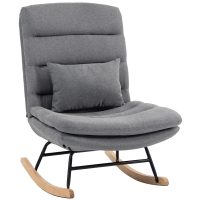 HOMCOM Schommelstoel met linnenlook, lendenkussen, hoge rugleuning, breed zitvlak, extra dikke bekleding, lichtgrijs