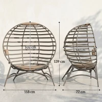 Outsunny Egg Chair with Cushion & Side Pocket - Brown(m-3)