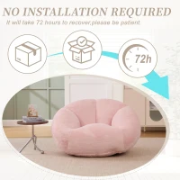 Shell-Shaped Bean Bag Chair with High-Rebound Memory Foam Filling, Ergonomic Floor Lounger with Faux Fur Removable Cover, 100L x 90W x 57H cm, Pink(m-7)