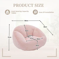 Shell-Shaped Bean Bag Chair with High-Rebound Memory Foam Filling, Ergonomic Floor Lounger with Faux Fur Removable Cover, 100L x 90W x 57H cm, Pink(m-3)
