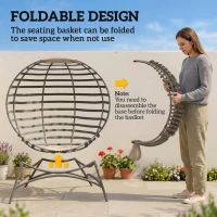 Outsunny Egg Chair with Cushion & Side Pocket - Brown(m-6)