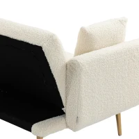 Modern 2-Seater Sofa with 3-Position Adjustable Backrest, Convertible Loveseat with Thick Padded Cushions, 165L x 72.5W x 75H cm, White Teddy(m-11)