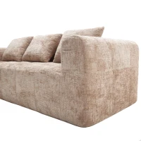 Oversized Modular L-Shaped Sofa with Deep-Seated Sleeper Design, Plush Sectional Sofa with Hidden Side Pockets, 250L x 158W x 60H cm, Khaki(m-12)