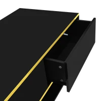 Modern LED Coffee Table with USB-Powered Colour-Changing Light Strip, Functional Center Table with 3 Drawers, 100L x 50W x 40H cm, Black(m-9)