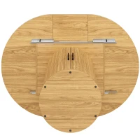 Extendable Round Dining Table with Hidden Leaf Storage, Extension Kitchen Table with Realistic Wood-Grain Finish, 118L x 118W x 76H cm, Natural(m-11)