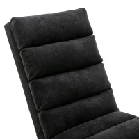 Fabric Relaxation Chaise Longue with Gentle Vibration, Contoured Ergonomic Floor Lounger with Side Pocket, 148L x 55W x 87H cm, Black(m-9)