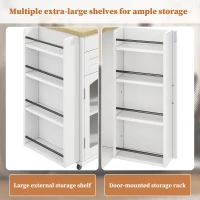 Mobile Kitchen Island Trolley with Lockable 360° Wheels, Glass-Door Storage Cabinet with Adjustable Shelves, 138L x 70W x 90H cm, White(m-7)