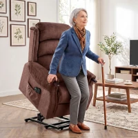 HOMCOM Power Lift Recliner with Vibration Massage and Heat, Lift Chair for Tall with Wood Grip, Pocket Spring, Brown(m-2)