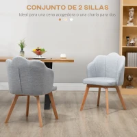 HOMCOM Set de 2 Sillas de Comedor Tapizadas Lino Sintético Acolchadas Carga 120 kg 58x60x82 cm Gris(m-4)