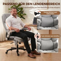 HOMCOM Bureaustoel met airbag-lendensteun, opklapbare armleuningen, pocketveren, lichtgrijs(m-4)
