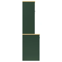 Large Freestanding Storage Cabinet with Adjustable Shelves, Tall Kitchen Cupboard with Colour-Changing Lighting, 120L x 40W x 180H cm, Antique Green(m-10)