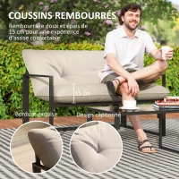 Outsunny Salon de jardin 4 pièces 4 personnes avec canapé 2 places, 2 fauteuils et 1 table basse gris(m-4)