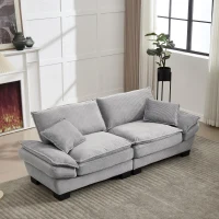 Oversized Two-Seater Sofa with Modern Deep-Seated Modular Design, Comfortable Daybed with Ergonomic Curves, 224L x 81W x 81H cm, Light Gray(m-1)