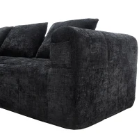 Oversized Modular L-Shaped Sofa with Deep-Seated Sleeper Design, Plush Sectional Sofa with Hidden Side Pockets, 250L x 158W x 60H cm, Black(m-12)