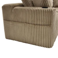Modular L-Shaped Sectional Sofa with Deep Seat, Plush Corduroy Boneless Couch for Living Room, 257L x 160W x 80H cm, Khaki(m-9)