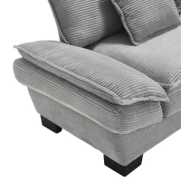 Oversized Two-Seater Sofa with Modern Deep-Seated Modular Design, Comfortable Daybed with Ergonomic Curves, 224L x 81W x 81H cm, Light Gray(m-12)