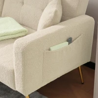 Convertible Sofa Bed with 3‑Position Adjustable Backrest, Comfortable Daybed with High‑Density Foam Seat, 176L x 64W x 75H cm, Beige(m-7)