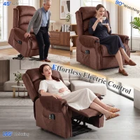 HOMCOM Power Lift Recliner with Vibration Massage and Heat, Lift Chair for Tall with Wood Grip, Pocket Spring, Brown(m-4)