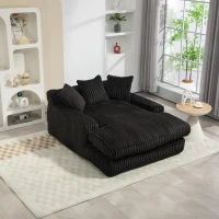 Modern Oversized Chaise Lounge Chair with Memory Foam Seat, Versatile Sofa Bed for Living Room or Bedroom, 155L x 125W x 63H cm, Black(m-1)