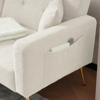 Convertible Sofa Bed with 3‑Position Adjustable Backrest, Comfortable Daybed with High‑Density Foam Seat, 176L x 64W x 75H cm, White(m-7)