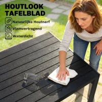 Outsunny Tafel Aluminium WPC eettafel tuintafel tuinmeubel balkon zwart(m-5)