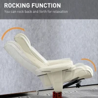 HOMCOM Faux Leather Manual Recliner and Footstool Set - Cream White(m-5)