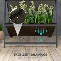 Outsunny Étagère à Fleurs en Acier 4 Niveaux, Support de Plantes Vertical avec 4 Bacs et Trous de Drainage, 76x79x162cm, Marron(m-6)