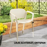 Outsunny Set van 4 Weerbestendige Tuinstoelen uit Kunststof, Stapelstoel met Arm- en Rugleuning tot 120 kg Belastbaar(m-7)