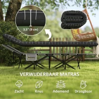 Outsunny Opvouwbaar Campingbed, Veldbed met Matras, Ergonomisch, Metalen Frame, Zwart(m-4)