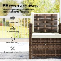 Outsunny Rattan bistroset, 3-delig tuinmeubelset met 2 stoelen, glazen tafel met 2 niveaus, afneembare kussens, crème(m-5)