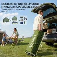 Outsunny Campingbedje met Matras Hoge Slaap Draagbaar, Groen(m-6)