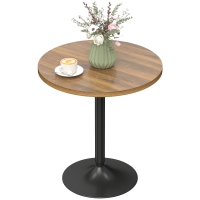 HOMCOM Table de bar ronde 60 cm, table haute cuisine mange-debout avec patins antidérapants, pour cuisine, salon, noyer
