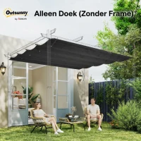 Outsunny vervangend dak 3x2.15m polyester uitschuifbaar voor tuinpaviljoen grijs(m-7)