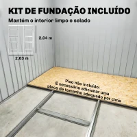 Outsunny Abrigo de Jardim Metálico para Armazenamento de Ferramentas com Base de Reforço Incluída e 4 Janelas 277x322x192 cm Cinza Escuro(m-6)