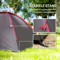 Outsunny Lichtgewicht en Stabiele Campingtent voor 3 Personen, Waterdicht UV 50+ met Voortent, Deur, Ramen, Grondzeil - Grijs(m-6)