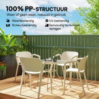 Outsunny Set van 4 Weerbestendige Tuinstoelen uit Kunststof, Stapelstoel met Arm- en Rugleuning tot 120 kg Belastbaar(m-4)