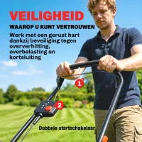 Outsunny Elektrische Grasmaaier 800 W met 40 cm Snijbreedte 45L Vangbak Accu-indicator Overbelastingsbeveiliging 7 Maaihoogtes(m-6)