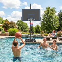 SPORTNOW Panier de Basketball sur Pieds avec Hauteur Réglable de 1,35 à 3,05 m avec Roues, Base de Lestage et Sac de Sable, Bleu(m-9)