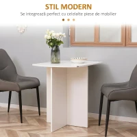 HOMCOM Masa de pranz pliabila pentru economisirea spatiului, masa de bucatarie si sufragerie din lemn 90x60x74cm, alb(m-4)
