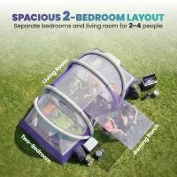 Outsunny Inflatable Tent 2 Bedroom Tunnel Design Windproof Air Tent with Carry Bag for 4 Person(m-5)
