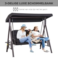 Outsunny 2-zits schommelstoel met luifel en kussen metaal bruin(m-7)