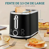 HOMCOM Ensemble bouilloire et grille-pain, bouilloire en acier inoxydable 1,7 L et 2200 W et grille-pain à 2 tranches, noir(m-6)